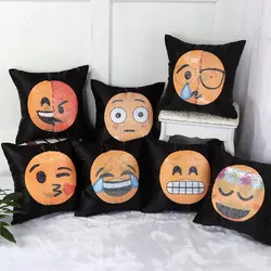 Бесплатная доставка emoji магия подушку с блестками DIY Изменить эмоции подушки