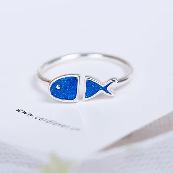 

Ethnic Style Retro Vintage 925 Sterling Silver Fish Rings For Women Punk Adjustable Rings Girls Finger Jewelry Party Gifts