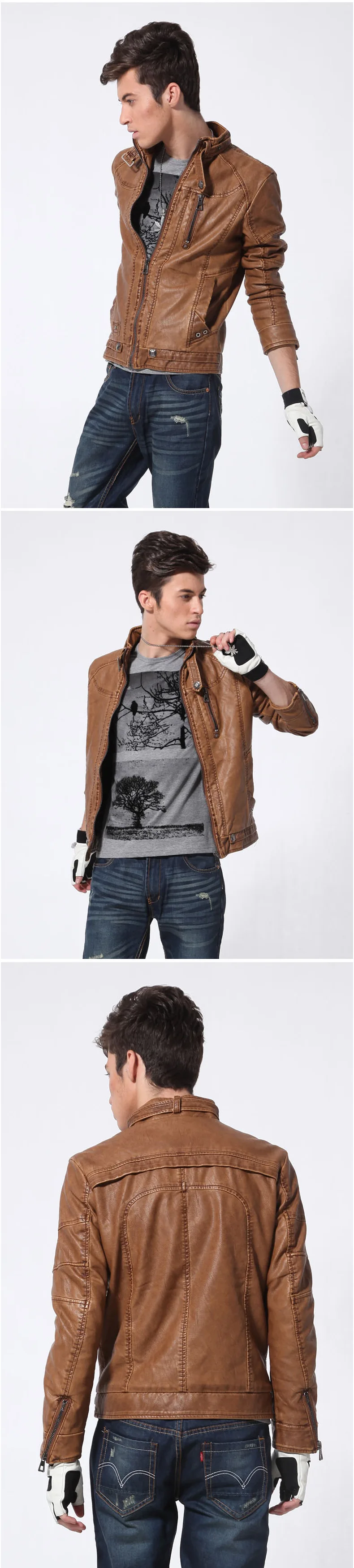 CHUQING New Fashion Men's Leather Motorcycle Leather Jacket Men Plus Velvet Men's Jacket