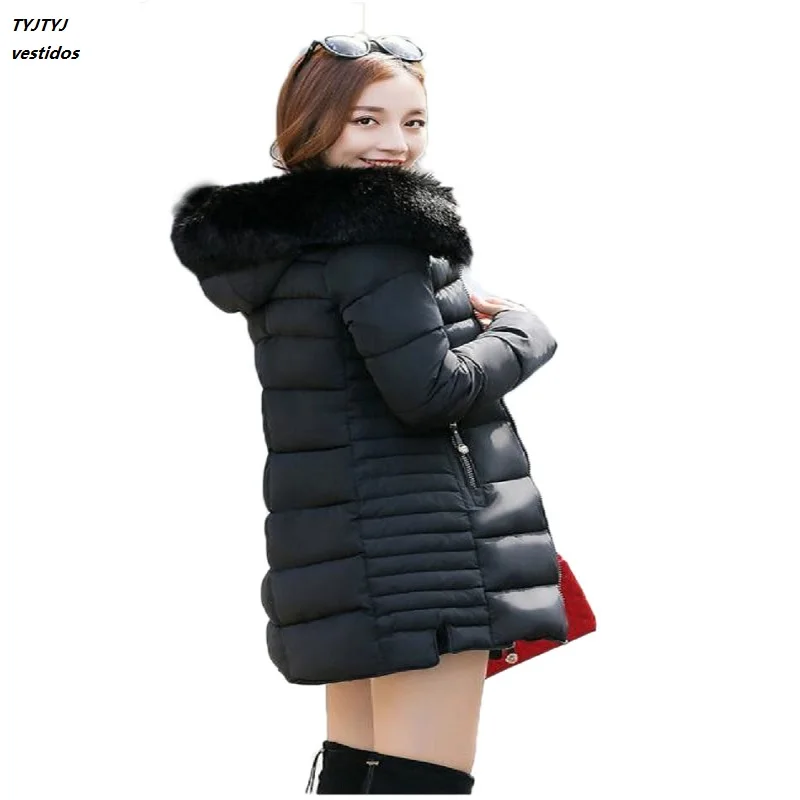Snow Wear Faux Fur Parka Hood Winter Thick Winter Warm Cotton Women s Coat Manteau Femme