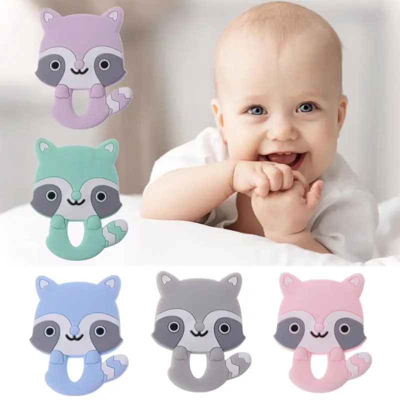 1pc Silicone BPA Free Cartoon Animals Baby Teething DIY Necklace Soft Baby Teethers