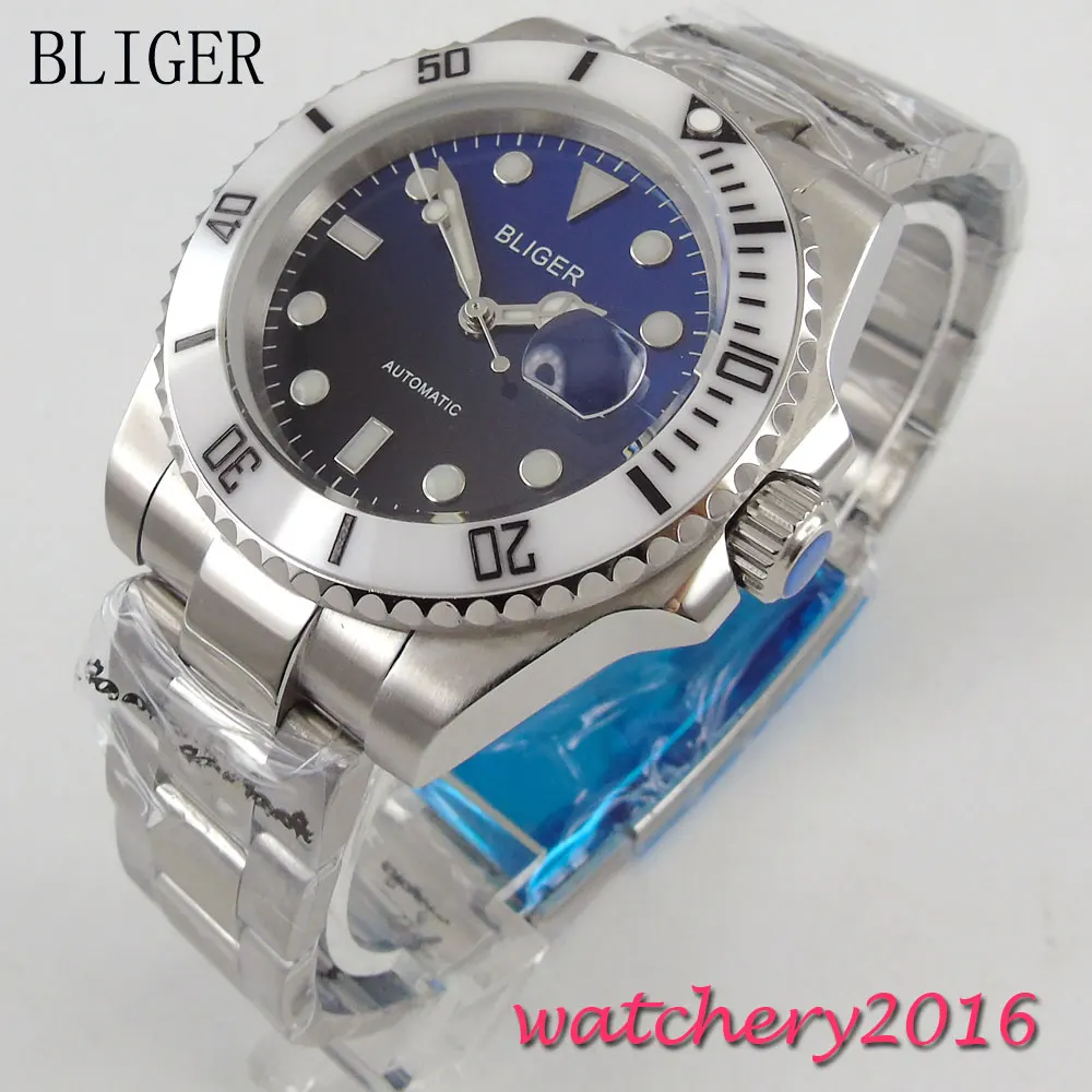 

40mm Bliger blue dial date adjust Sapphire Glass Automaic Movement Men's Watch