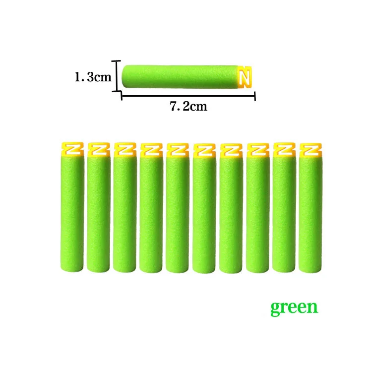 10 шт./компл. Универсальный 7,2 см Z головка EVA мягкие пули Nerf, стрелковое орудие, игрушка - Цвет: Зеленый