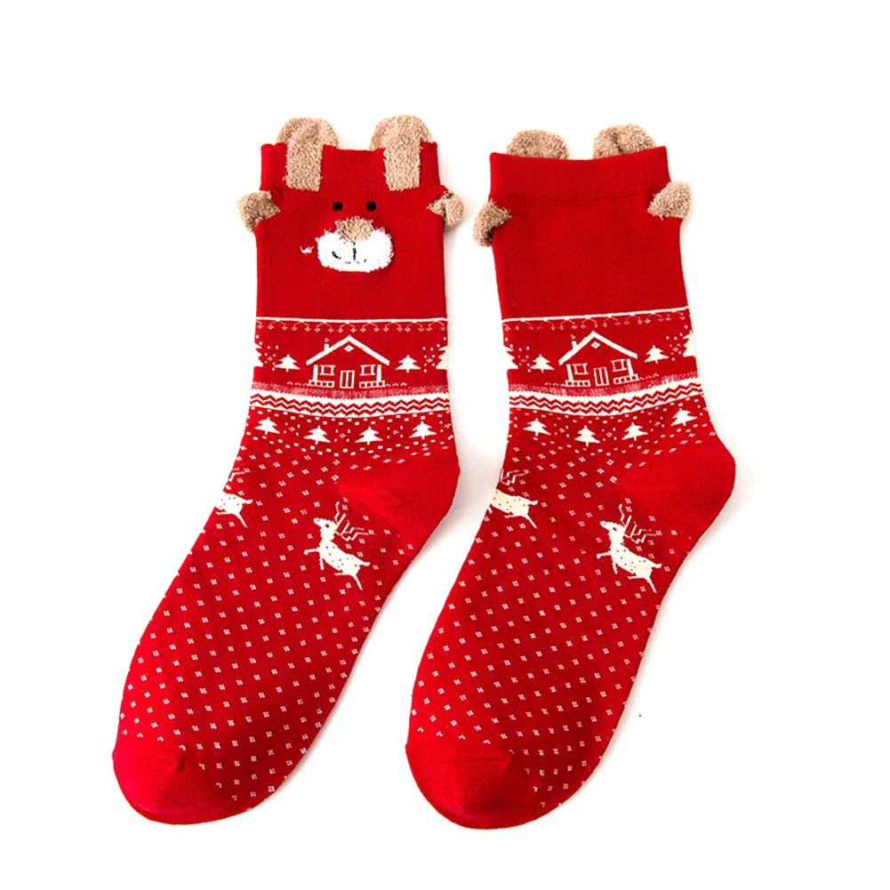 2 пары новых дизайнерских рождественских носков с Санта-Клаусом, женские хлопковые короткие зимние носки с оленем, Милые Носки с рисунком снеговика, подарок на год