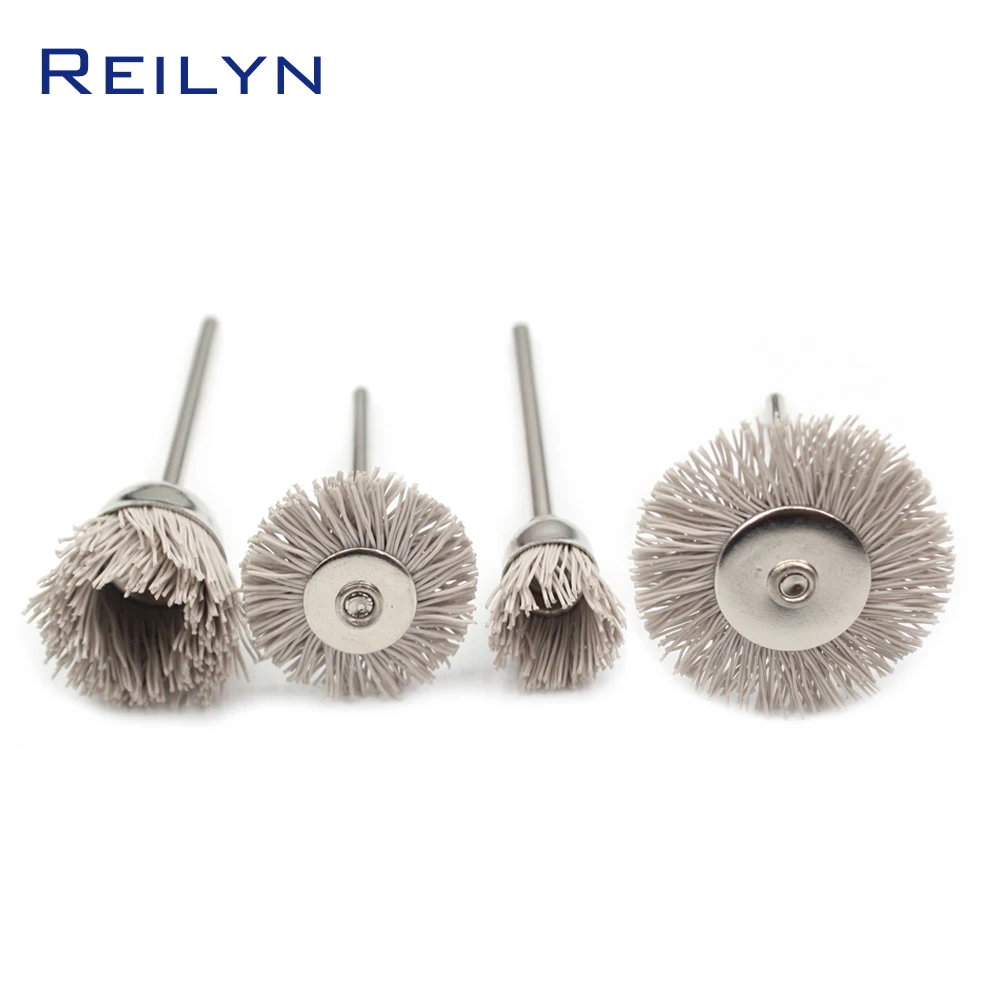 4 pcs dunpont fiber brush nylon polishing disc dunpont mop wheel polishing roller shank 3mm for electric grinder wood polishing photo