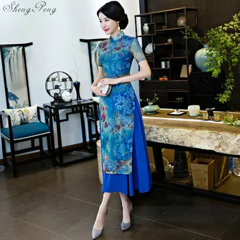 

2018 summer asian clothing aodai vietnam cheongsam more feminine dress for women chinese traditional dress V837