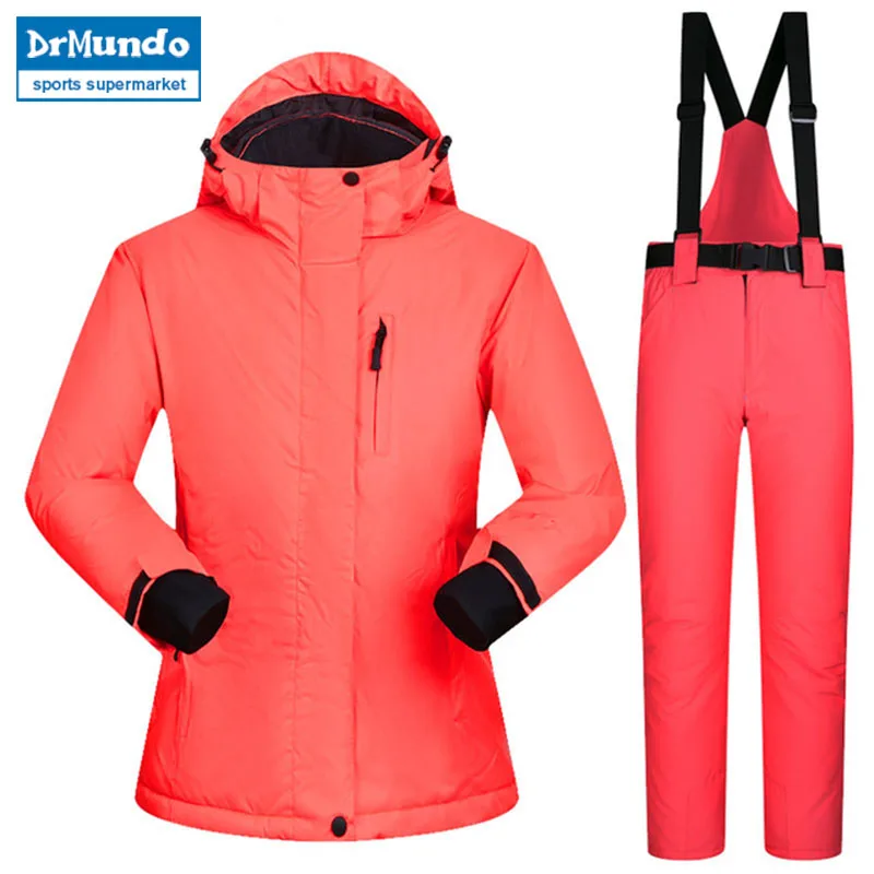 

2018 Snowboarding Suits Women Winter Windproof Waterproof Female Ski Jacket And Snow Pants Sets Super Warm Brands Women Ski Suit