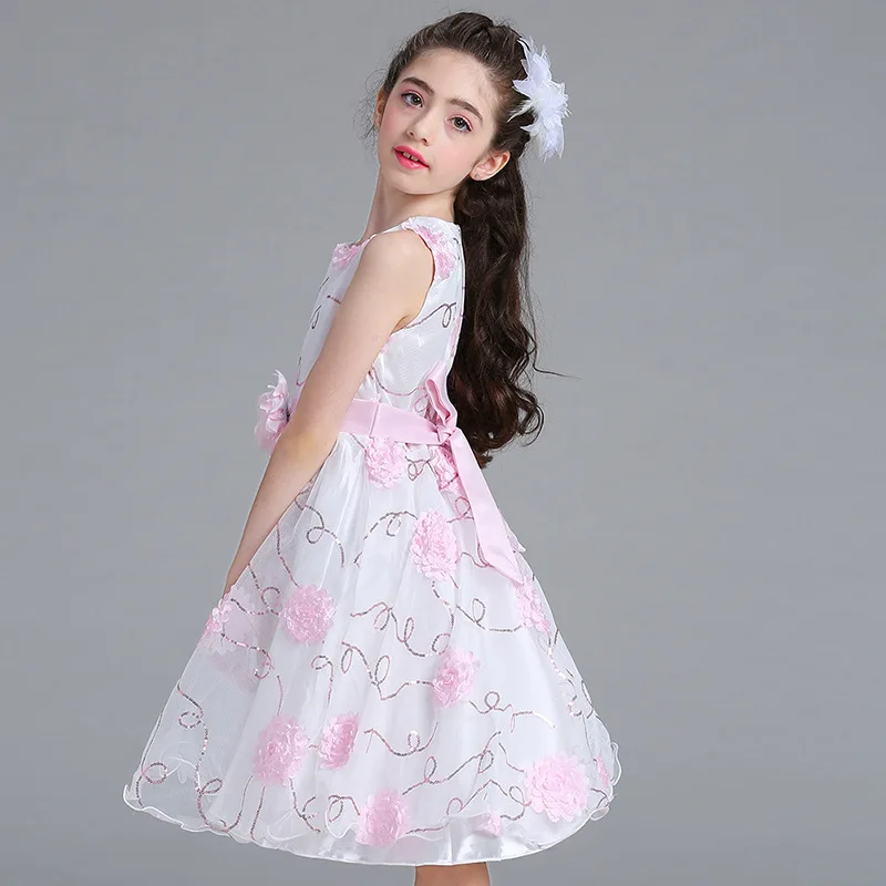 

2018 Summer Flower Dress for Girls Wedding Party Princess Dresses Girls Floral Print Dress Birthday Vestidos Children Clothes
