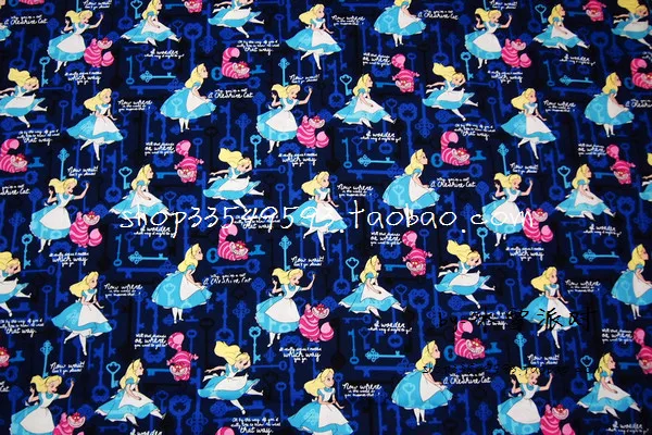 140X100 см, хлопковая ткань для девочек «Алиса в стране чудес», синий ключ, одежда для маленьких девочек, Комплект постельного белья, домашний комплект из лоскутов, DIY-AFCK069