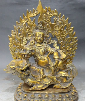 

14" Tibet 100% Pure Bronze Gold Gilt Yellow Jambhala Vajravarahi Buddha Statue