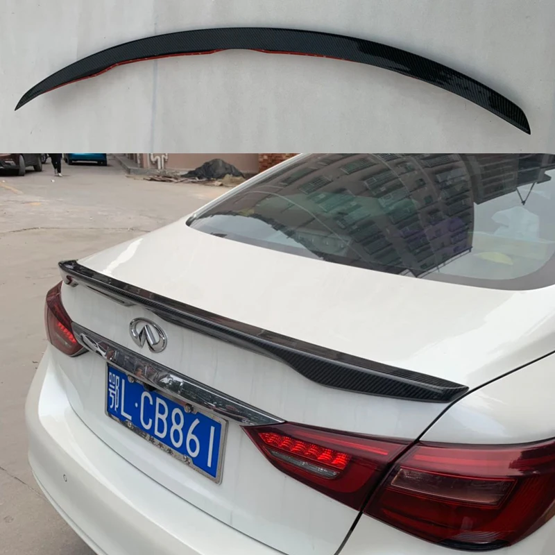 

Black Car Real Carbon Fiber Trunk Spoiler Wing Rear Spoiler Wing OE Style For INFINITI Q50 Q50S 2014-2017