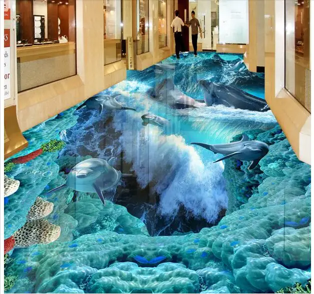 Suelo 3d pvc personalizado foto autoadherente suelo impermeable mar