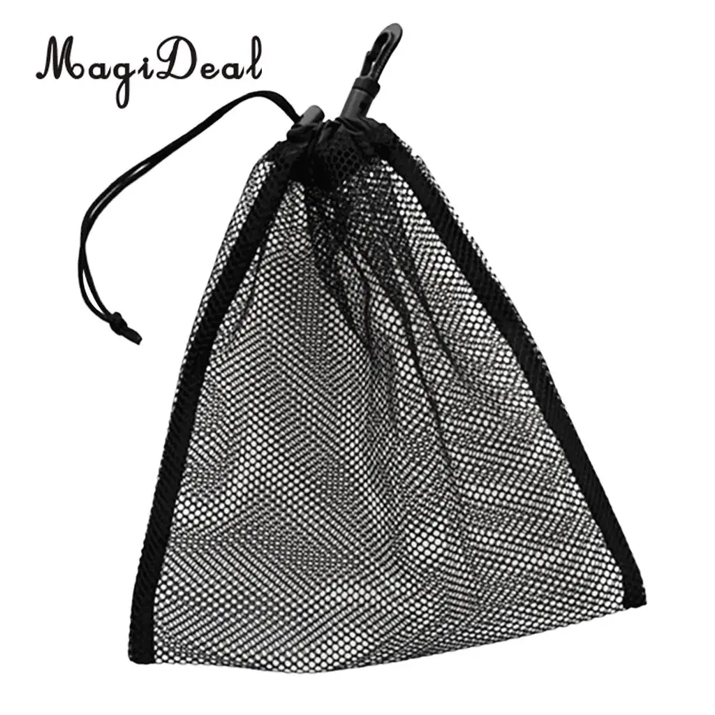 Durable Snorkeling Diving Mesh Nets Bag Pouch Kayak Boat Golf Tennis 30 Ball Carrying Holder Storage Clip On Caddy Pouch 20x24cm