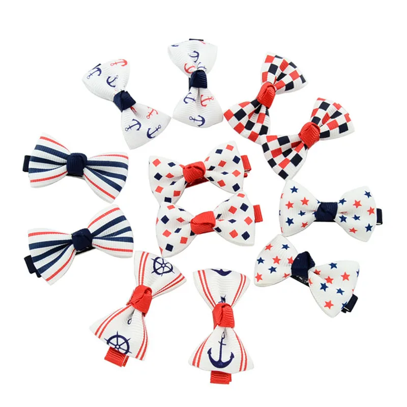 12Pcslot Colorful Dots Ribbon Bow Hair Clip Floral Candy Hairpin Plaid Barrettes Bows Hair Accessories Headwear (1)