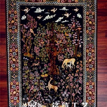 2,7 'x4' черное дерево и Олень Дизайн ручной переплетения Шелковый ковер Турция Дизайн Шелковый ковер с восточным рисунком