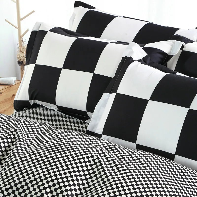 Grid Printed Bedding Sets Bedclothes Soft Cotton Duvet Cover Linens