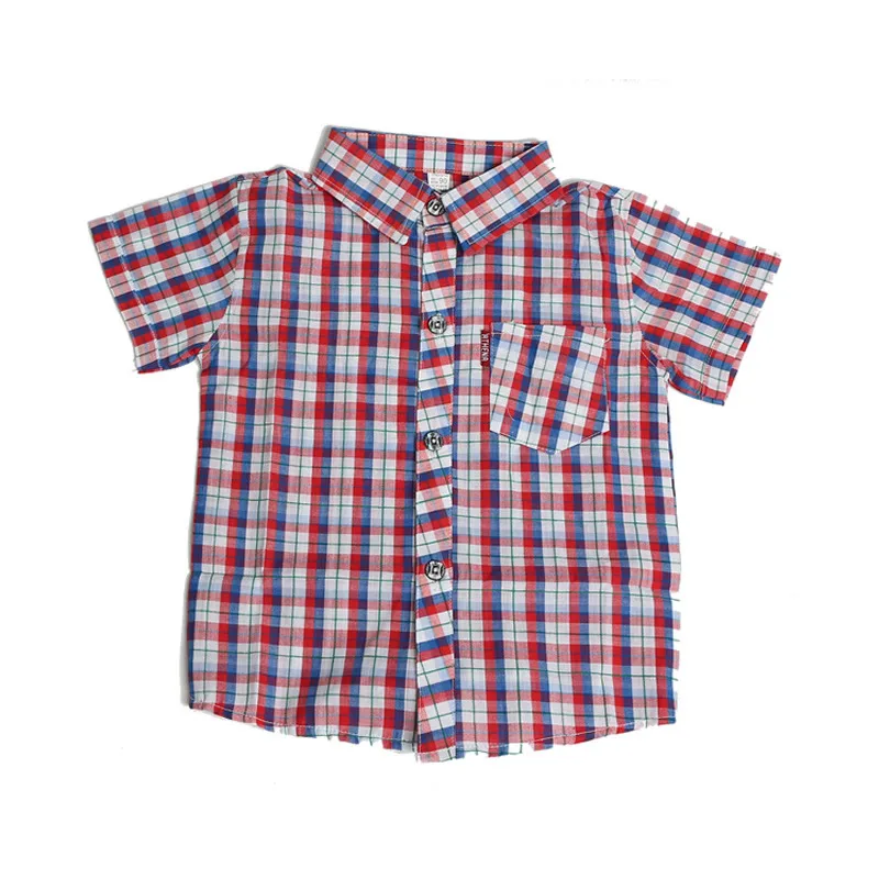 Летние рубашки в клетку с короткими рукавами для мальчиков повседневные рубашки с отложным воротником, Camisa Masculina, блузки для детей, детская одежда рубашка для мальчиков - Цвет: C