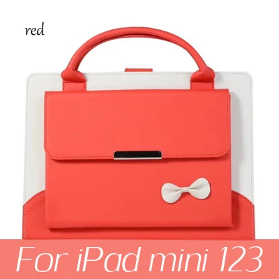 red for mini 123 Чехол для планшета защитный корпус для iPad Mini 1 2 3 Чехол, милые туфли с бантиком, Портативный кожа чехол для iPad 2/3/4/iPad воздуха 1 2 планшетный Стенд кожаный чехол - Цвет: red for mini 123