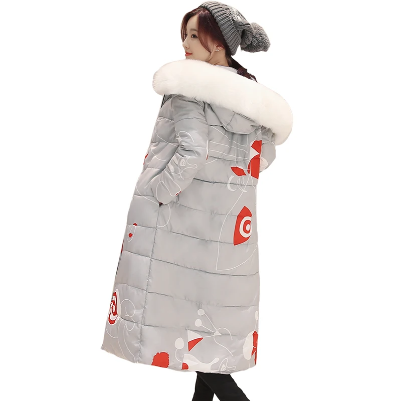 

Wadded Cotton Jacket Women New Winter Coat Female Fashion Warm Parkas Big Fur Collar Hooded Women's Down Jacket Casual Coat