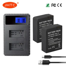 JHTC 2Pcs/set 1600mAh AHDBT-301 GoPro Hero3 Battery + LCD Dual Charger For GoPro Hero 3 Hero 3+ Camera Accessories