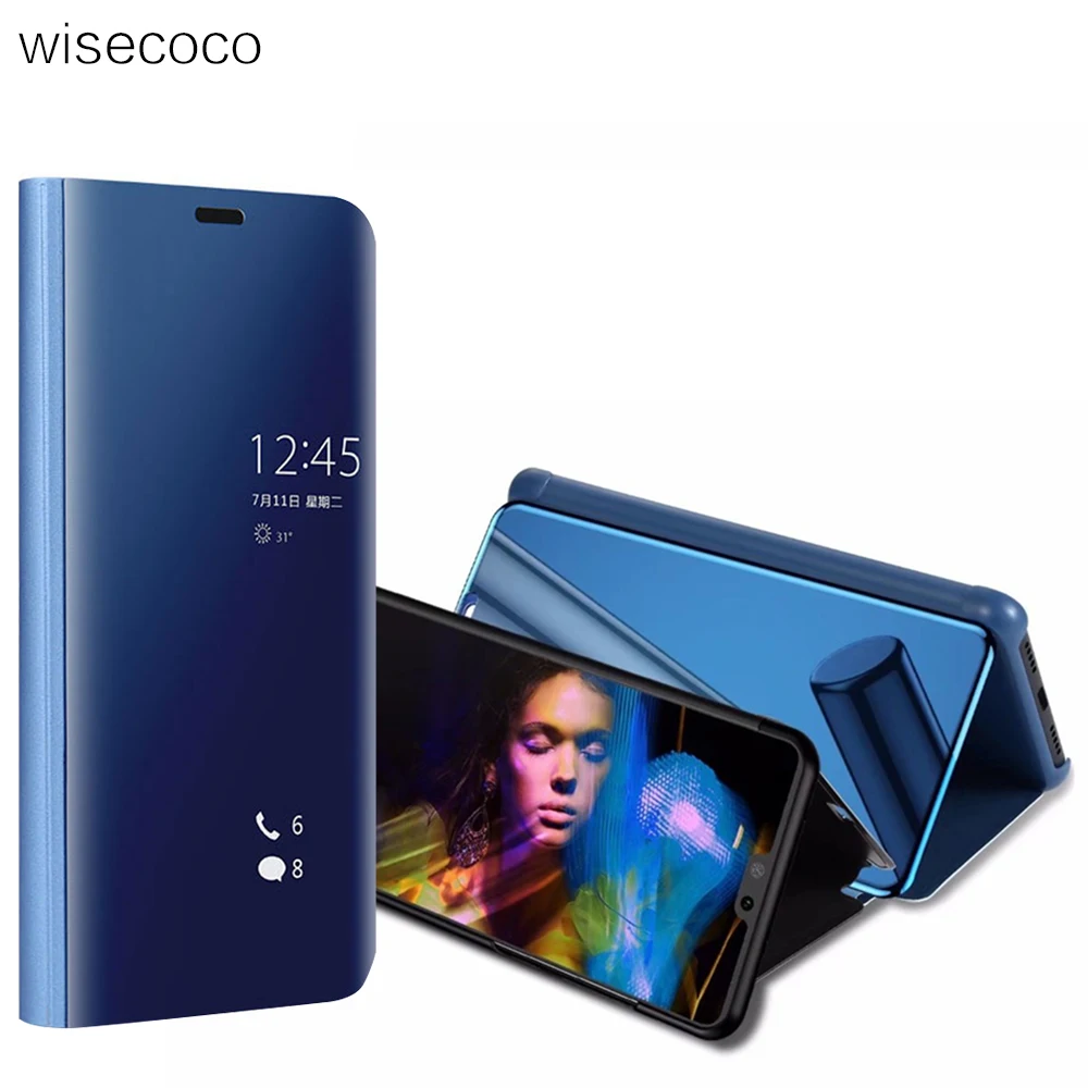 

Touch Flip Smart Clear View Mirror Case for huawei p20 pro p9 p10 plus honor 10 lite enjoy 8 plus y6 2018 leather Full Cover