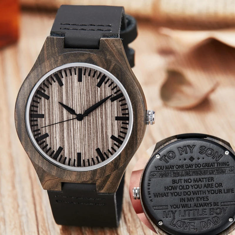 Деревянные часы для моего сына с гравировкой кварцевые мужские 2019 бамбук