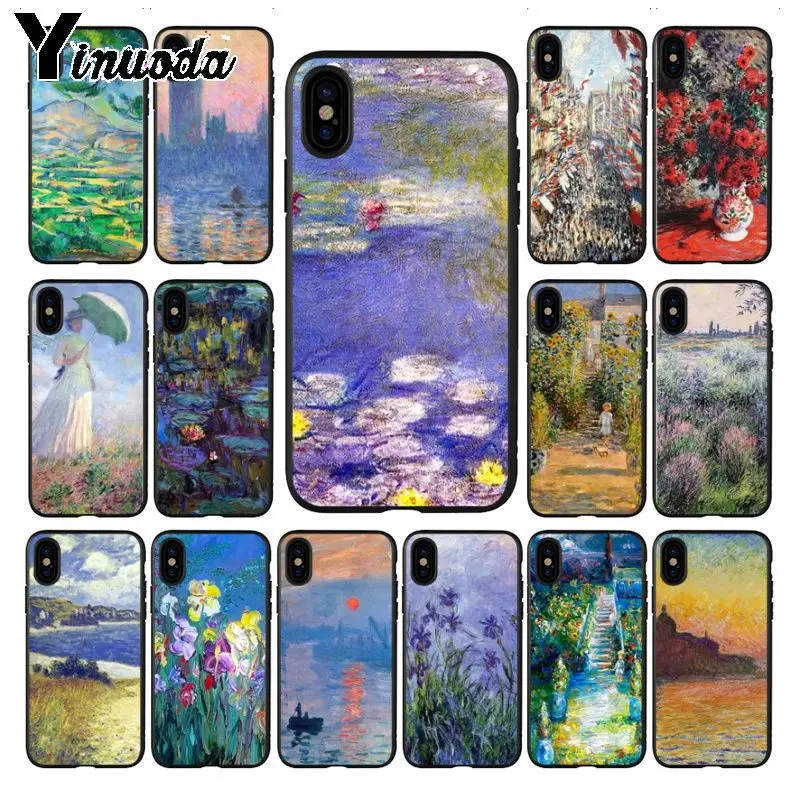 

Yinuoda Claude Monet Impressionism Painter Soft silicone black Phone Case for iPhone 5 5Sx 6 7 7plus 8 8Plus X XS MAX XR