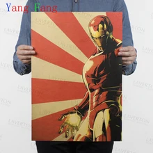 Póster de Papel Kraft de Iron Man de Marvel Comics retro película vintage pintura adhesiva de pared antigua decoración del hogar para bar Café pub 51*35cm