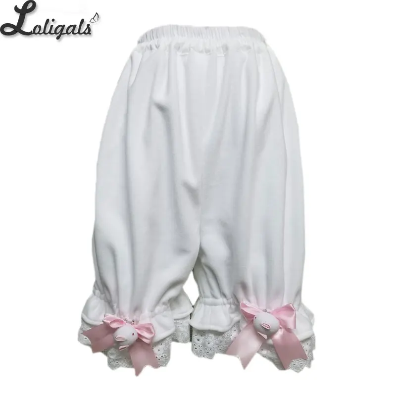 

Cute Warm Fleece Lolita Bloomers Ruffled Short Under Pants with Pockets