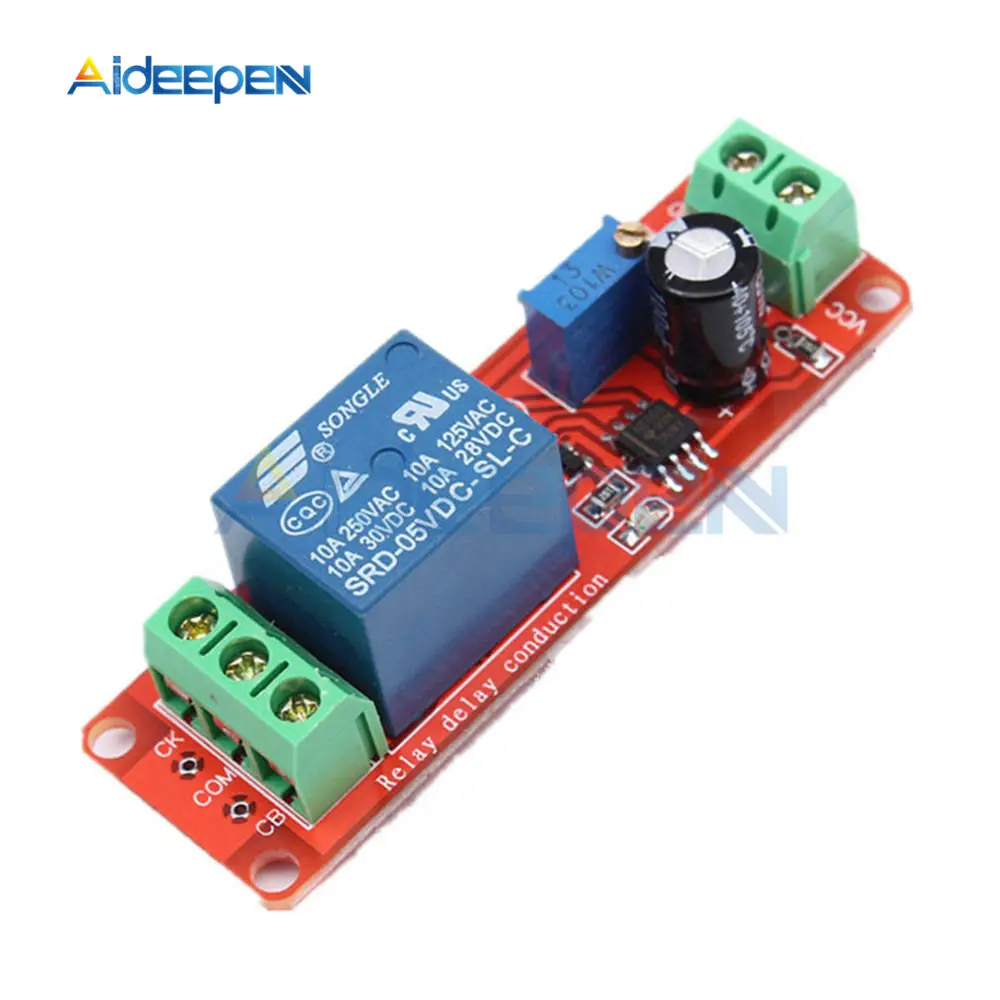 

DC 5V NE555 Timer Switch Adjustable Module 5V Delay Relay Shield Timing CPU 0-10S 0 to 10 Second 2200W Time Delay Relay Module