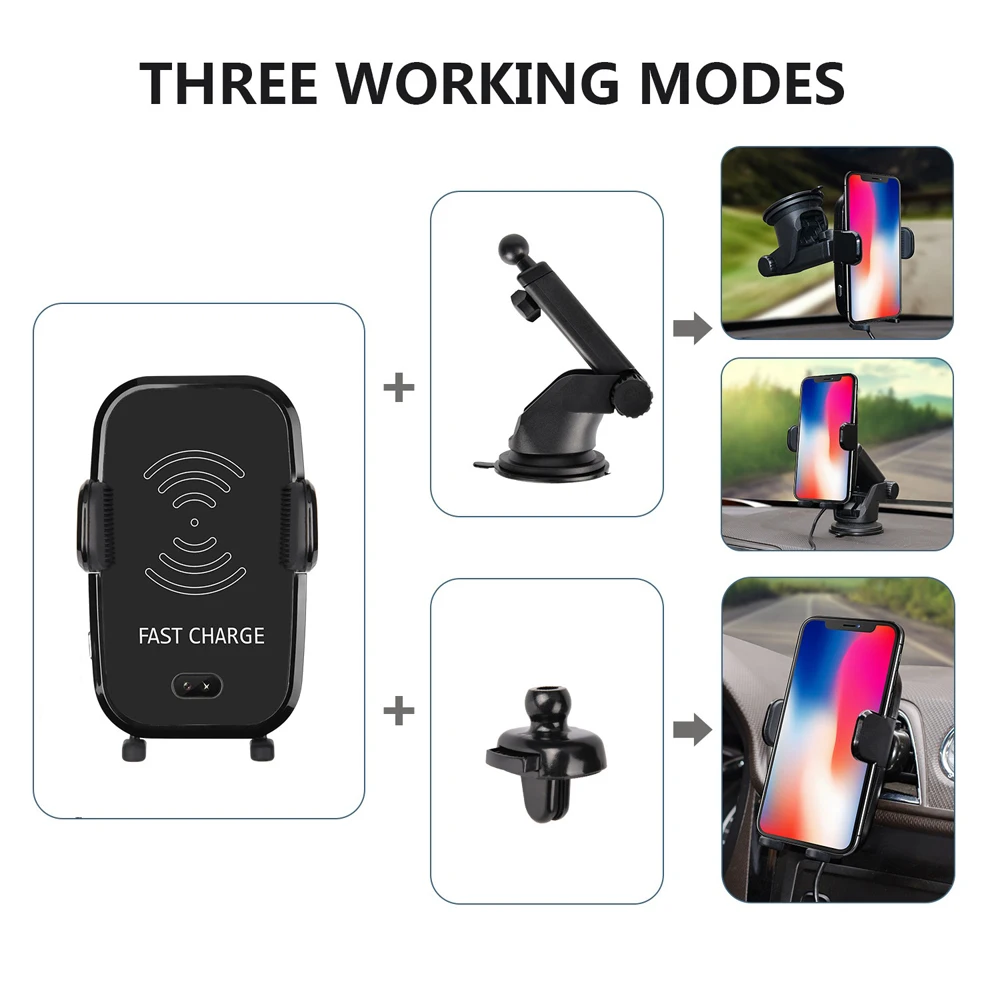 Annchep Car Infrared Sensor Automatic Qi Fast Wireless Car Mobile Phone Charger for iPhone X 8 Plus Samsung S9 S8 Plus S7 Note 8