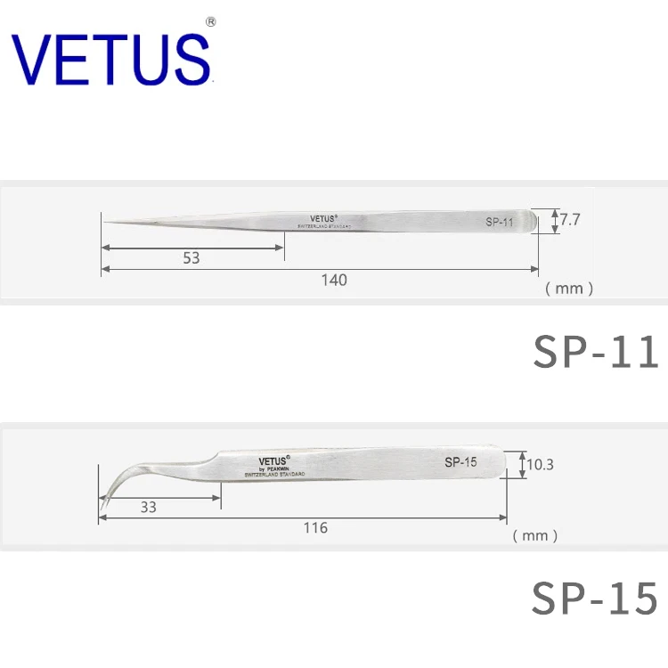 VETUS 1 шт. SP-11 SP-15 антистатические нержавеющая сталь Пинцет Набор для электронных Инструменты для ремонта сотового телефона комплект