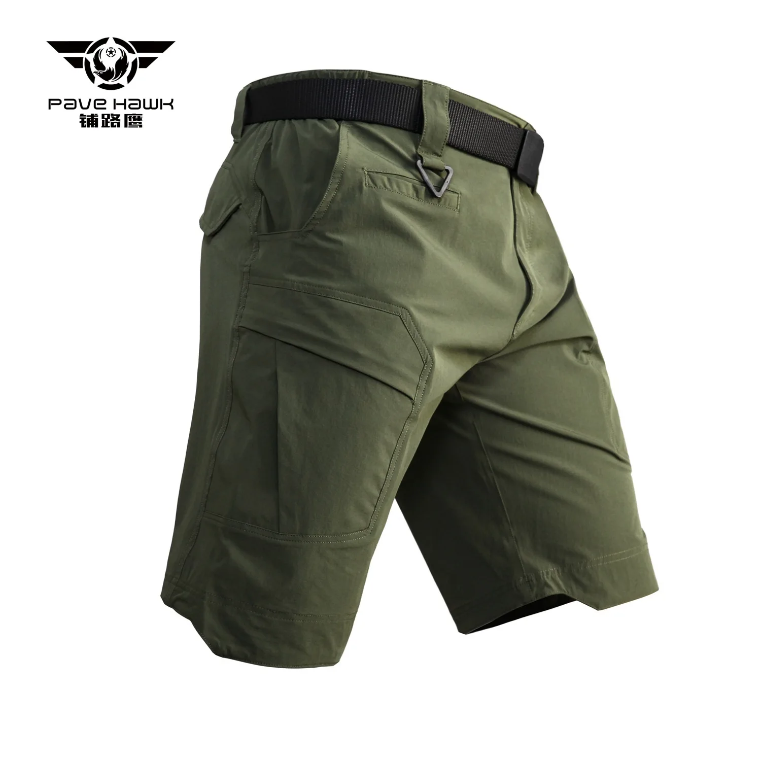 Спортивные быстросохнущие шорты Карго с несколькими карманами для мужчин, летние спортивные шорты для альпинизма, походов, тонкие дышащие тактические армейские короткие брюки - Цвет: Green