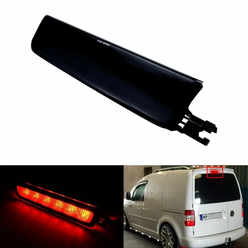 ANGRONG-Lámpara de luz de freno trasero de alto nivel, lente negra ahumada, para VW Caddy MK3 04-15