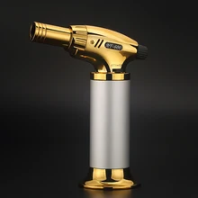 Зажигалка для барбекю, сигарный фонарь, турбо зажигалка, струйная Бутановая газовая сигарета 1300 C, распылитель, ветрозащитная металлическая Трубная Зажигалка для кухни, без газа