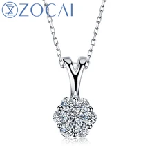 ZOCAI Новое прибытие 0,32 Cttw Сертифицированный H/SI настоящий Алмаз Кулон 18 К розовое золото(Au750) с 925 серебряной цепочкой D80090T