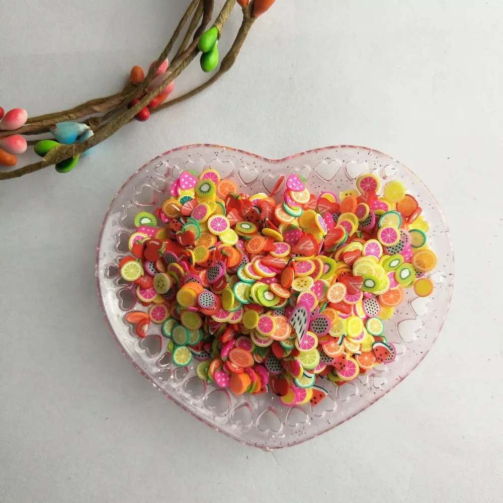 Fruit Slices Filler For Nail Art decorations Slime Fruit Addition Charm Slime Accessories Supplies Decoration Toy 1000pcs
