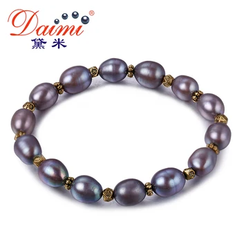 

DAIMI 2019 New Arrival 8-9 mm Freshwater Pearl Bracelets For Women Brand Natural Pearl Jewelry girls bracelets