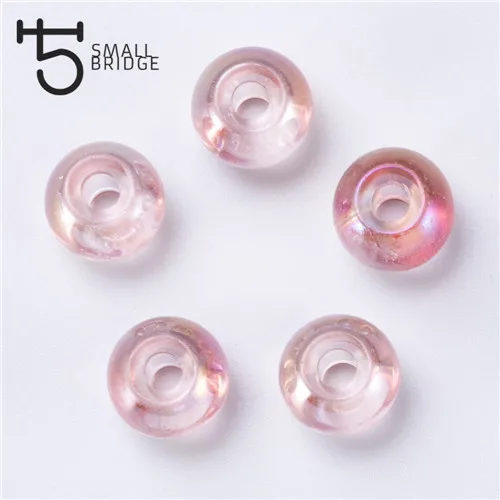 10 мм Австрийские розовые стеклянные бусины с большим отверстием для изготовления ювелирных изделий женский браслет Diy Perles гладкие круглые хрустальные бусины оптом Y604 - Цвет: Y602