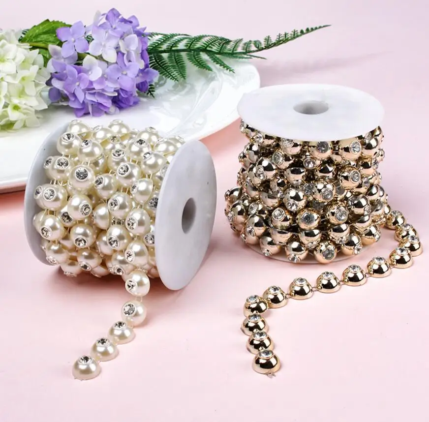 Design-2 White 2 ярда горный хрусталь волна/цветок/заостренный бисер УФ покрытие цепи отделка для шитья Apperal Сумка Обувь заглушка воротник праздник место украшения - Цвет: Design-2 White