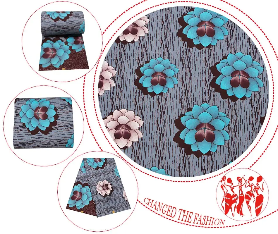 Полиэстер воск печатает ткань Анкара бинта настоящий воск высокого качества 6 ярдов африканская ткань для вечерние платья FP6210