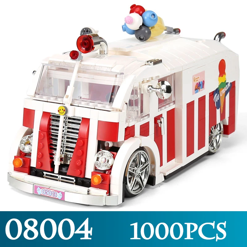

Genuine 08004 1000PCS The Ice Cream Car Set Model Building Kits Compatible LegoINGLYs Car Blocks Toys Christmas Gifts For Boy