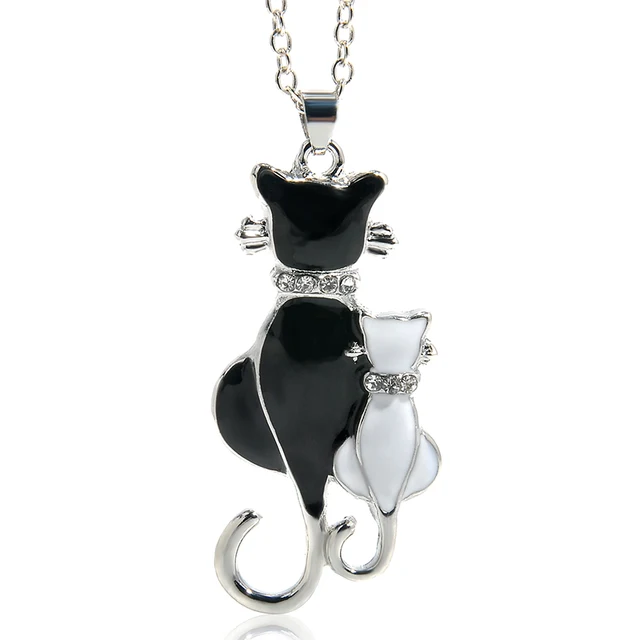 Cute Double Kitty Design pendant necklace Fashion Women Charming Alloy Chain Nec Cute Double Kitty Design pendant necklace Fashion Women Charming Alloy Chain Nec