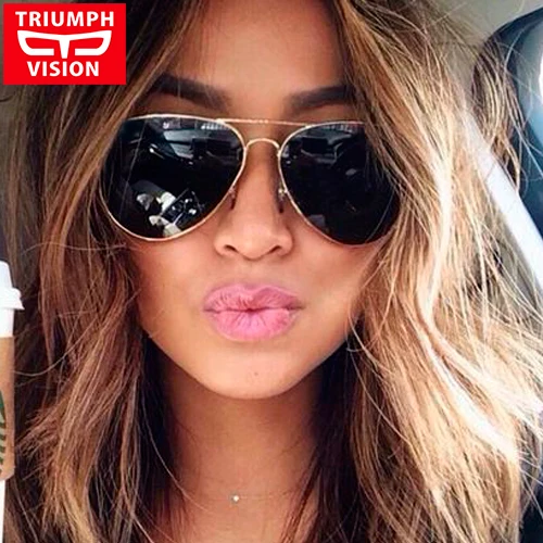 

TRIUMPH VISION Pilot Sunglasses Women Mirror Lens Sun Glasses UV400 Shades Lentes Gafas Oculos de sol Feminino