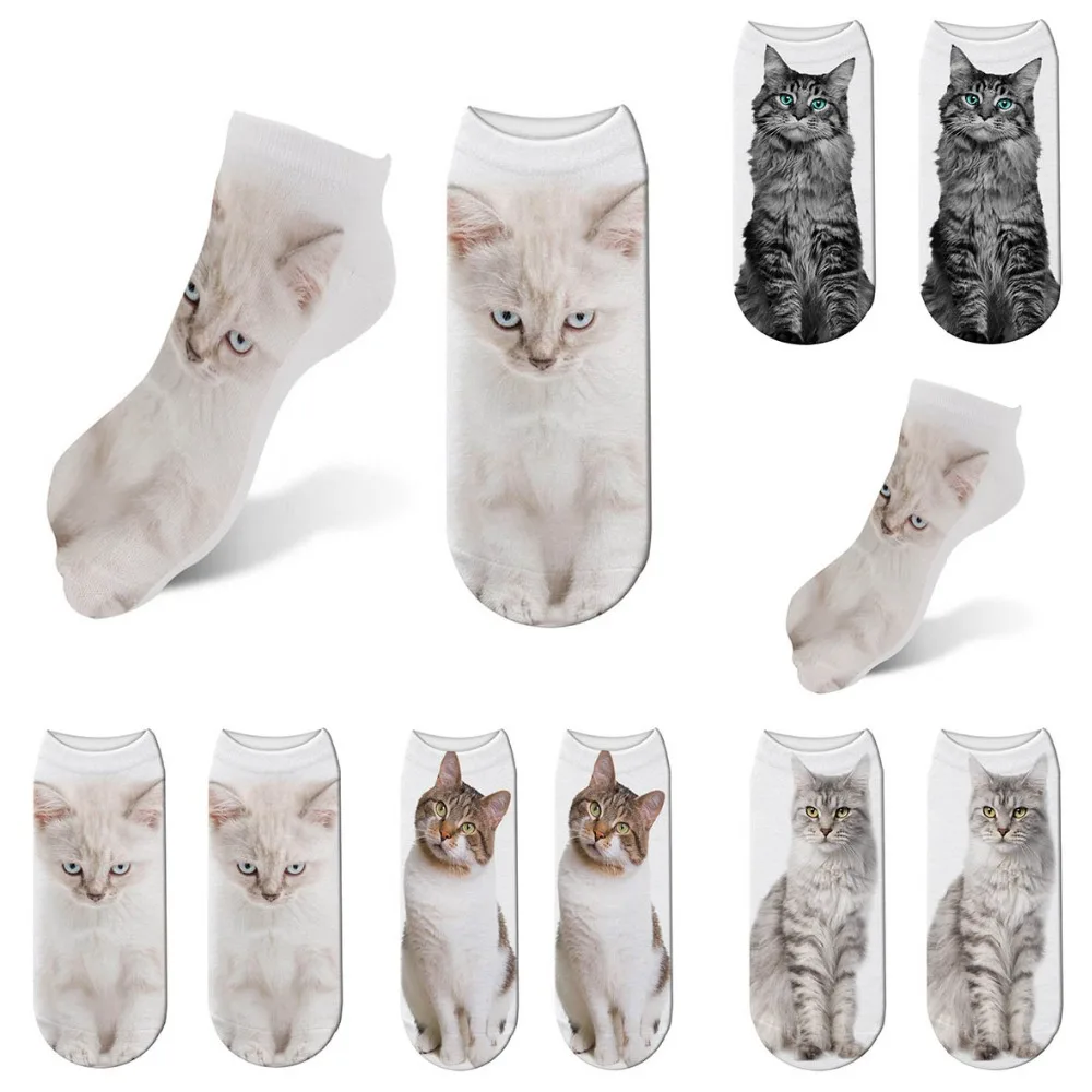 Милый Кот мультфильм 3d носки с принтом Harajuku женщина Смешные Kawaii стрейч носки Calcetines Invisibles девушка хлопок носок 5ZJQ-ZWS19