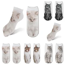Милый Кот мультфильм 3d носки с принтом Harajuku женщина Смешные Kawaii стрейч носки Calcetines Invisibles девушка хлопок носок 5ZJQ-ZWS19
