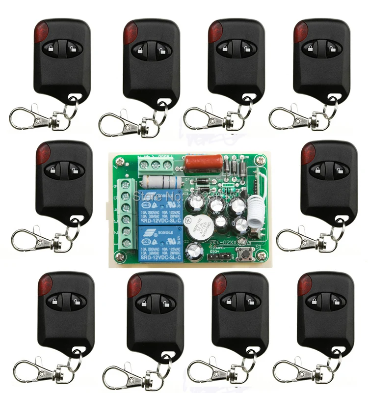

Hot Sales AC220V 10A 2CH 315MHz/433MHZ Wireless RF Remote Control Switch teleswitch 10* cat eye Transmitter+ 1*Receiver