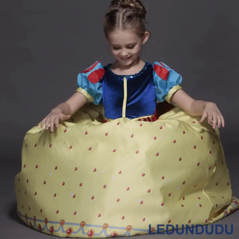 2018 New Arrival High Quality Snow Whit Cosplay Costume for Kid Girls Princess Gem Dress Children Halloween Carnival Party Dress (12)
