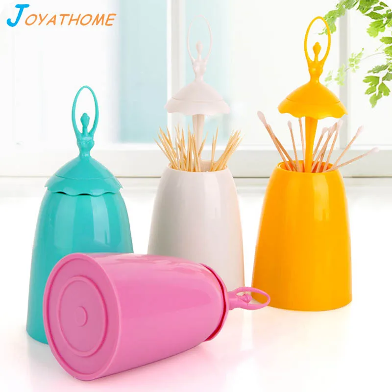 

Joyathome Creative Automatic Cover Ballet Dancer Toothpick Holder Cotton Swab Holder Home Decor Table Decoration Accessories
