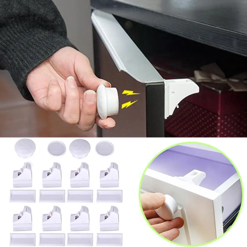 

4Pcs Child Baby Safety Magnetic Invisible Cabinet Drawer Cupboard Lock with Key